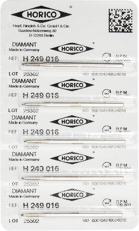 Diamantschleifer H 249  Packung  5 Stück HP, Figur 249, 8 mm, ISO 016