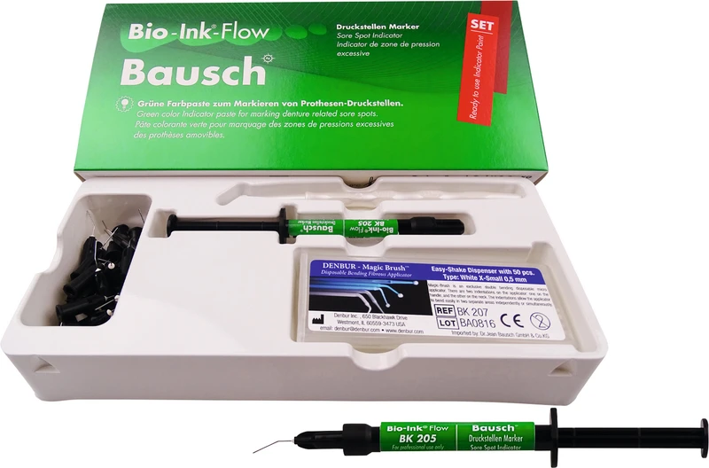 BIO-Ink®-Flow  Kit  1 ml Farbpaste, 1 Halterung für Auftragpinsel, 50 Applikatoren, 10 Einweg-Kanülen
