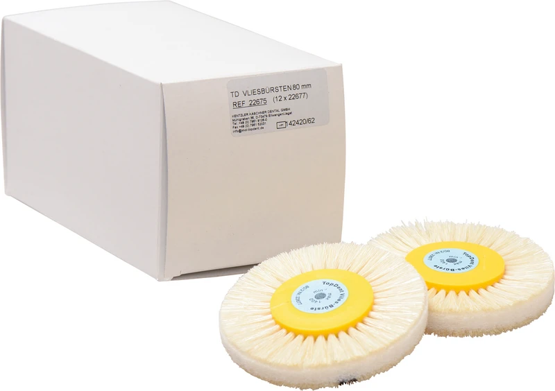 TOPDENT Vliesbürste  Packung  12 Stück 2-reihig, Vlieseinlage, Synthetikborsten, Besatz 20 mm, Ø 80 mm