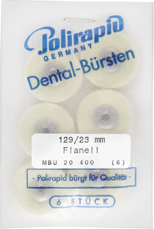 Miniaturbürsten Scheibe  Packung  6 Stück unmontiert, Flanellstoff weich, Ø 23 mm