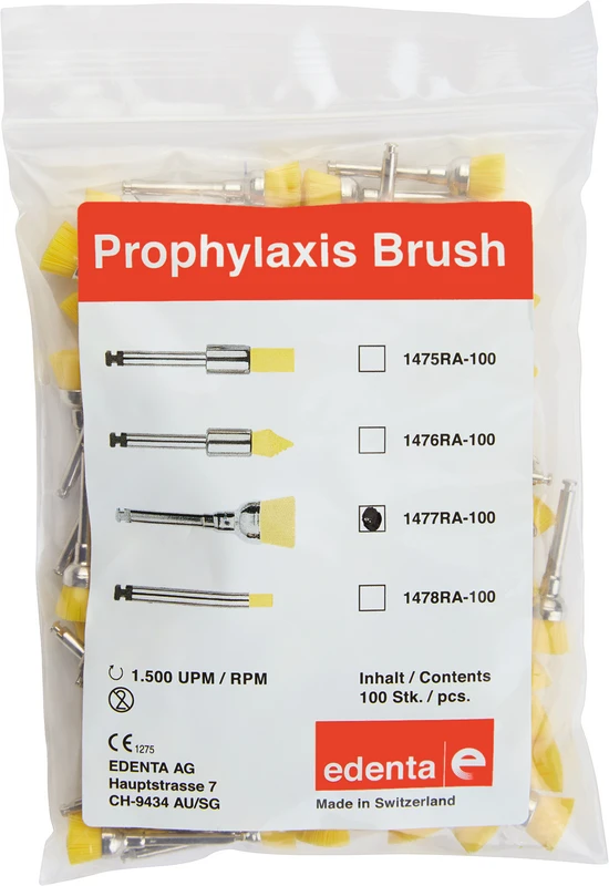 Prophylaxe Bürste  Packung  100 Stück gelb, ISO 060, RA