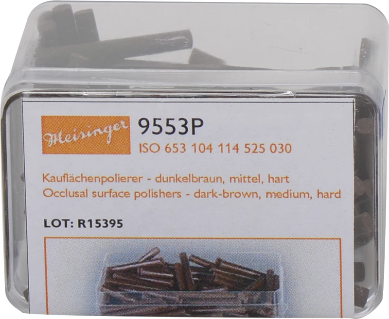 Kauflächenpolierer  Packung  100 St.unm., d.braun mittel, x-hart, Figur 114, 23 mm, ISO 030, 1 Halter