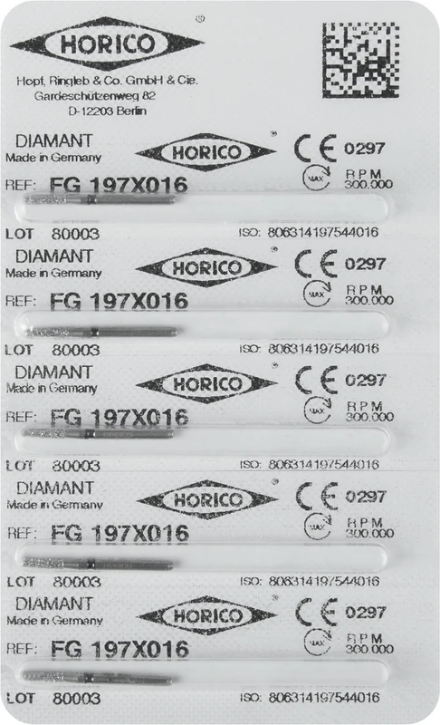 Diamantschleifer 197  Packung  5 Stück schwarz x-grob, FG, Figur 197, 6 mm, ISO 016