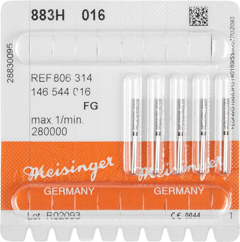 Diamanten 883  Packung  5 Stück schwarz super grob, FG, Figur 146 Zylinder rund, 8 mm, ISO 016