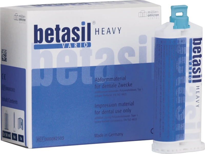 betasil® VARIO HEAVY  Packung  2 x 50 ml Kartusche, 6 Mixing Tips grün