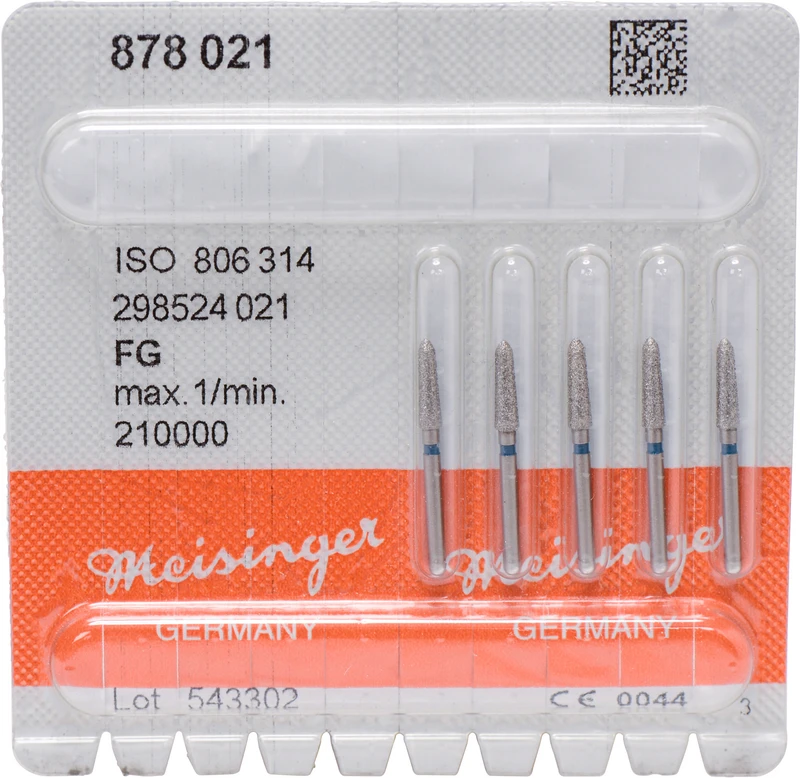 Diamanten 878  Packung  5 Stück blau mittel, FG, Figur 298 Torpedo, 8 mm, ISO 021