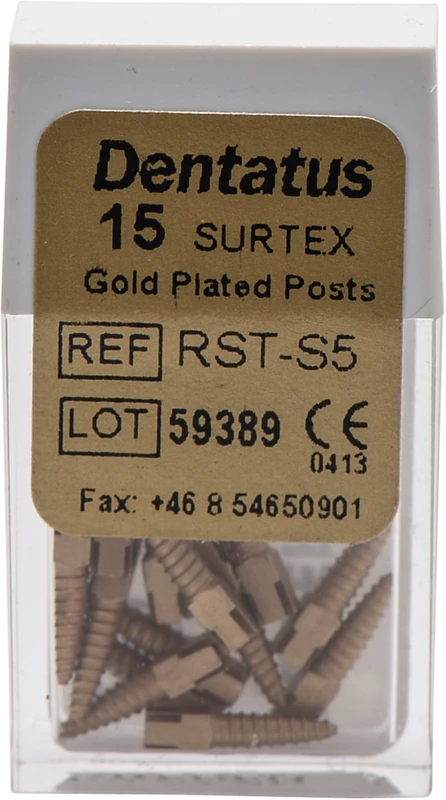 Classic Surtex vergoldete Wurzelstifte  Packung  15 Stück 7,8 mm, Ø 1,65 mm, Größe 5