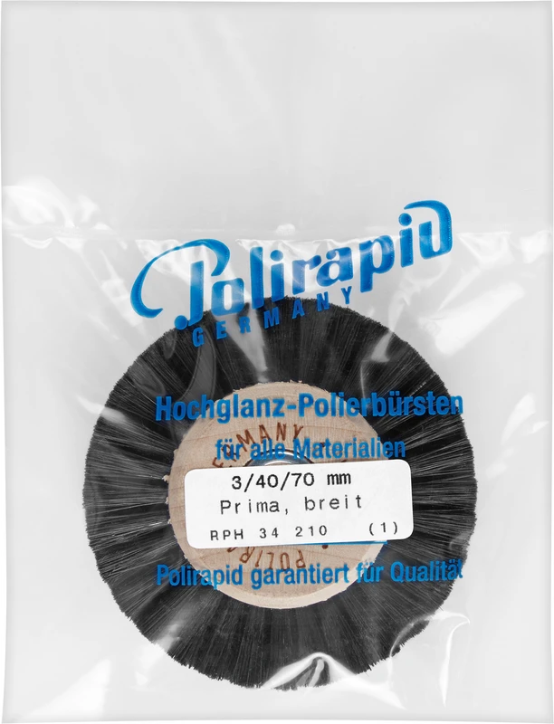 Prima Rundbürsten  Stück  mit HK, 3-reihig, Chungking schwarz breit, Kern: Ø 40 mm, Außen: Ø 70 mm