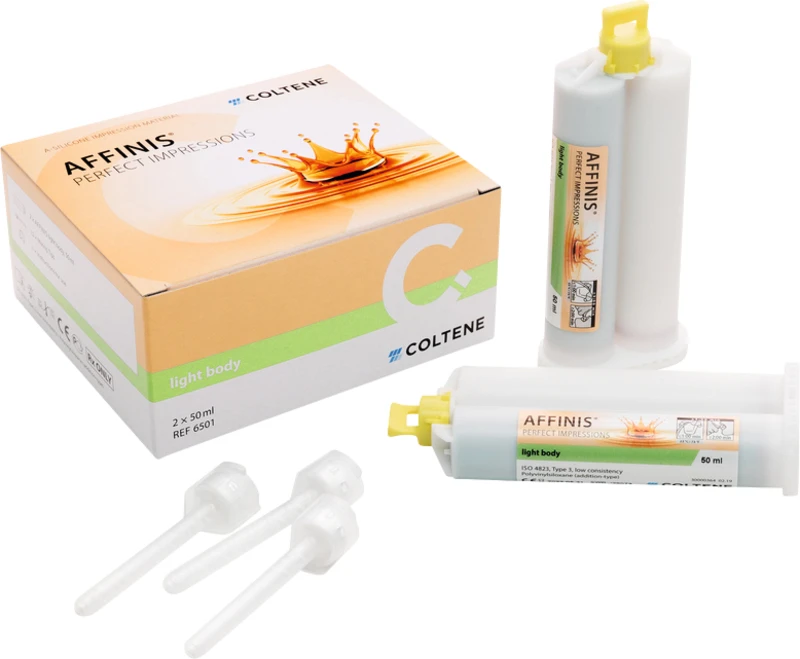 AFFINIS® System 50  Packung  2 x 50 ml Doppelkartusche light body, 12 Mixing Tips