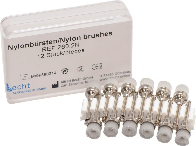 Becht4 Prophy Kelchbürsten   Beutel  12 Stück weiß hart, mit Nylonbesatz, RA