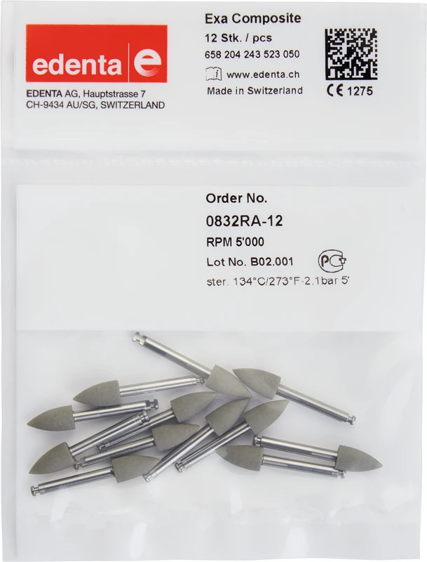 Exa Composite  Packung  12 Stück grau, RA, Figur 243, 10 mm, ISO 050