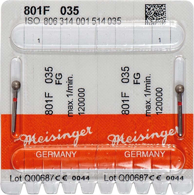 Diamanten 801  Packung  2 Stück rot fein, FG, Figur 001 Rund, ISO 035