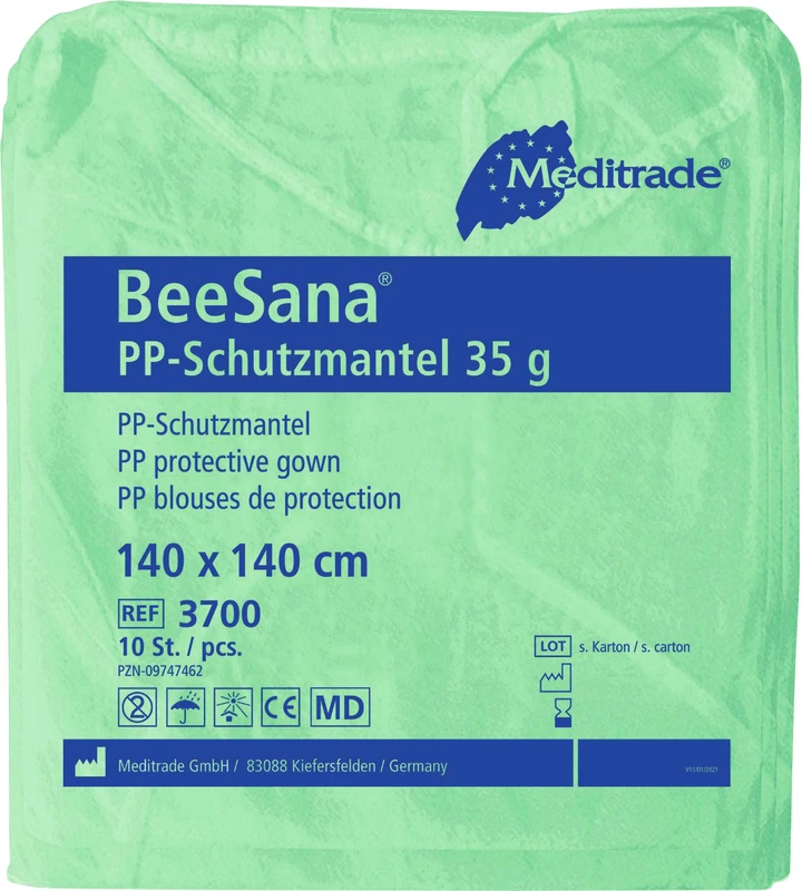 BeeSana® PP-Schutzmantel  Karton  10 x 10 Stück grün, 140 x 140 cm