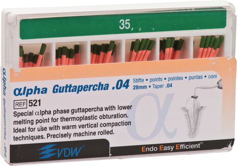 lpha Guttapercha  Packung  60 Stück 28 mm, Taper.04 ISO 035