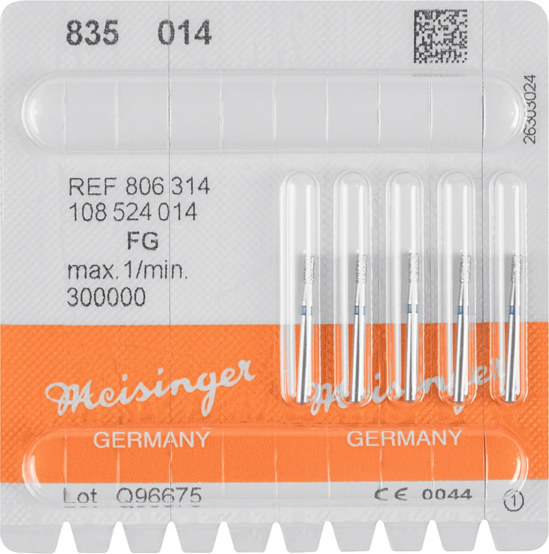 Diamanten 835  Packung  5 Stück blau mittel, FG, Figur 108 Zylinder, 3,5 mm, ISO 014