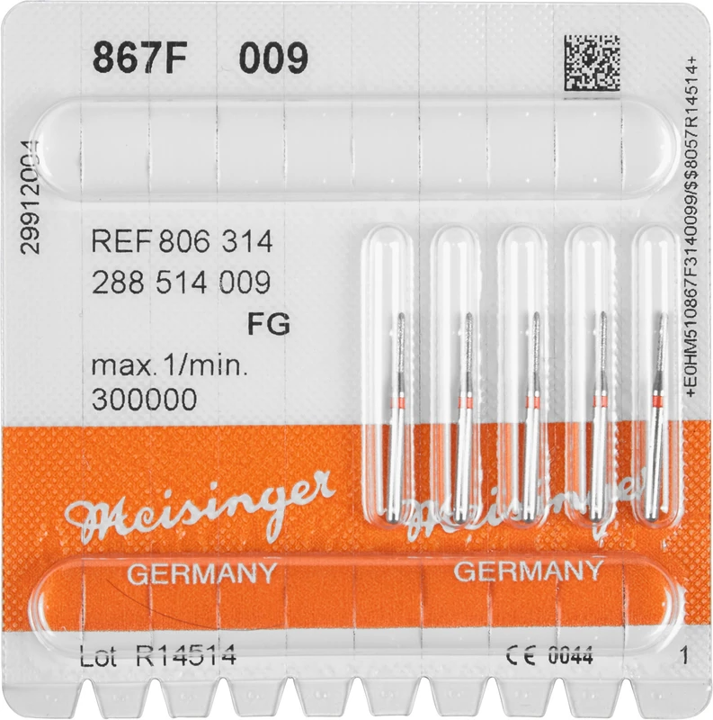 Diamanten 867  Packung  5 Stück rot fein, FG, Figur 288 Torpedo, 6 mm, ISO 009