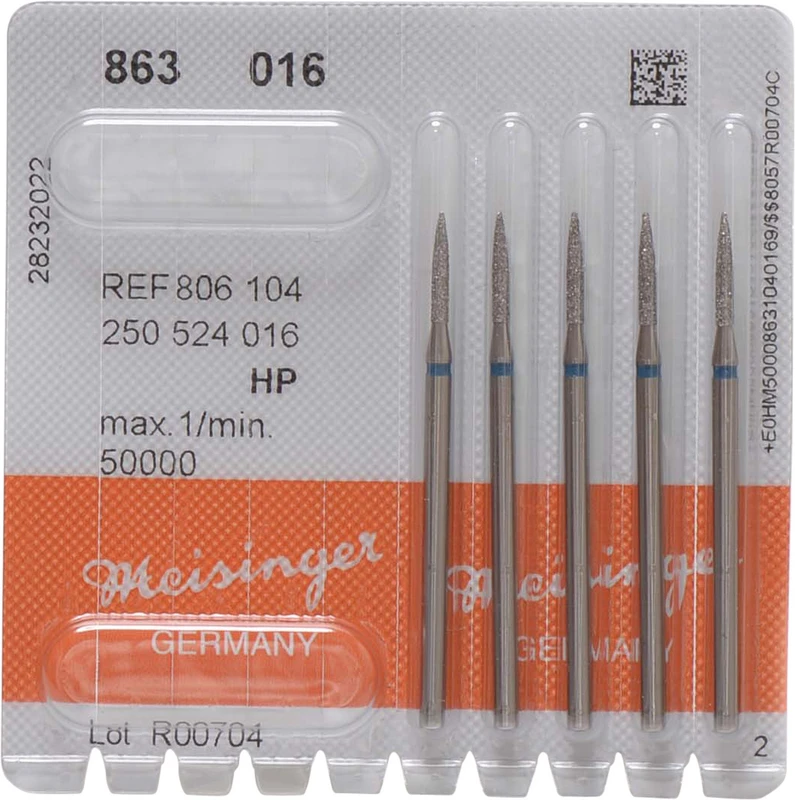 Diamanten 863  Packung  5 Stück blau mittel, HP, Figur 250 Flamme, 10 mm, ISO 016