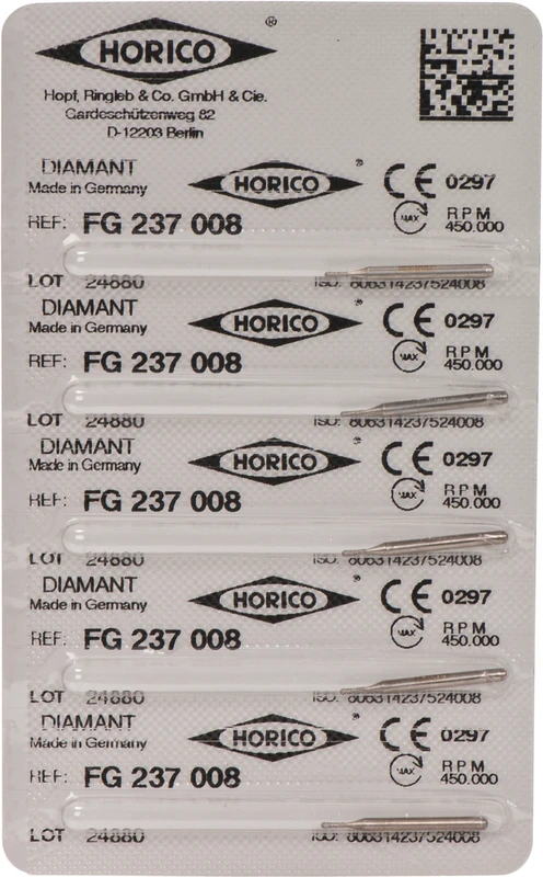 Diamantschleifer 237  Packung  5 Stück FG, Figur 237, 2,5 mm, ISO 008
