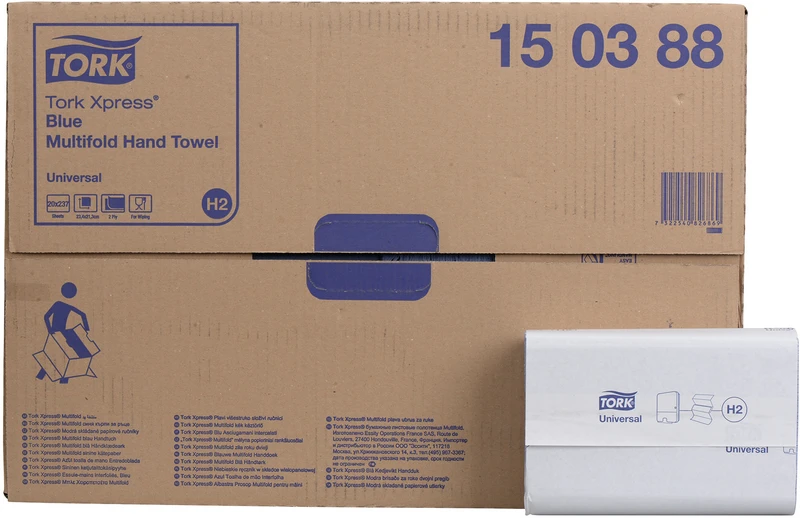 TORK® Xpress® Multifold (Interfold) Handtücher H2 System  Karton  20 x 237 Stück 2-lagig, blau