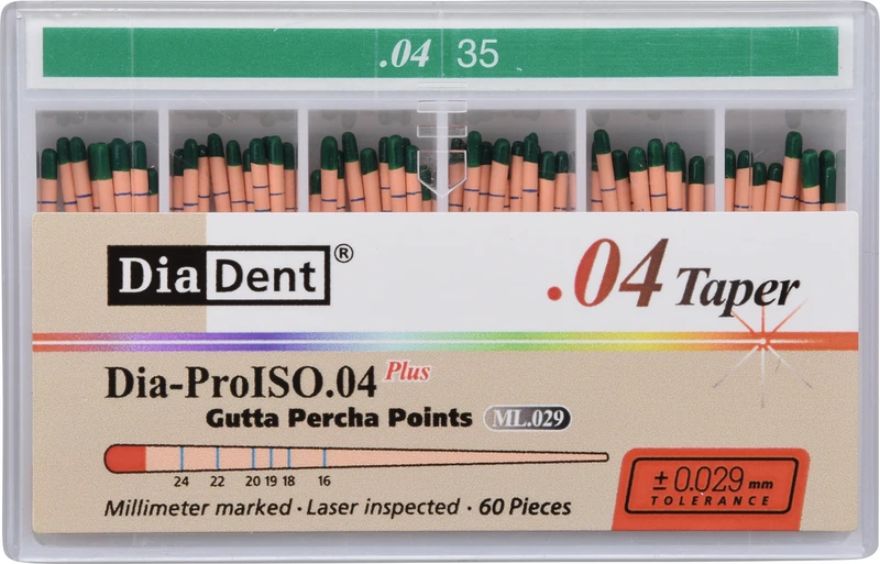 DiaDent® Dia-Pro Guttaperchaspitzen  Packung  60 Stück, Taper.04, ISO 035