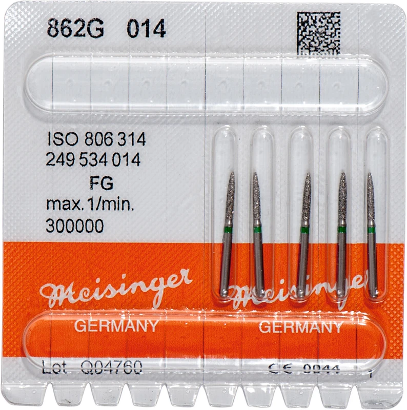 Diamanten 862  Packung  5 Stück grün grob, FG, Figur 249 Flamme, 8 mm, ISO 014