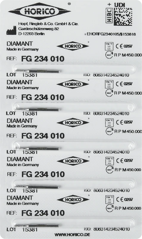 Diamantschleifer 234  Packung  5 Stück FG, Figur 234, 4 mm, ISO 010