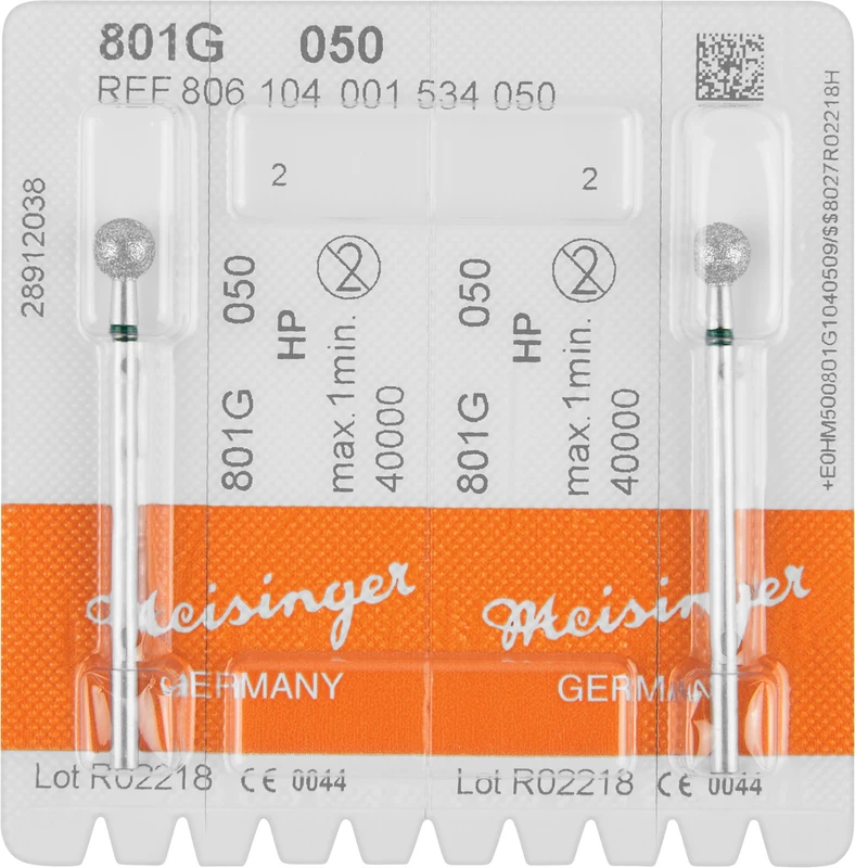 Diamanten 801  Packung  2 Stück grün grob, HP, Figur 001 Rund, ISO 050
