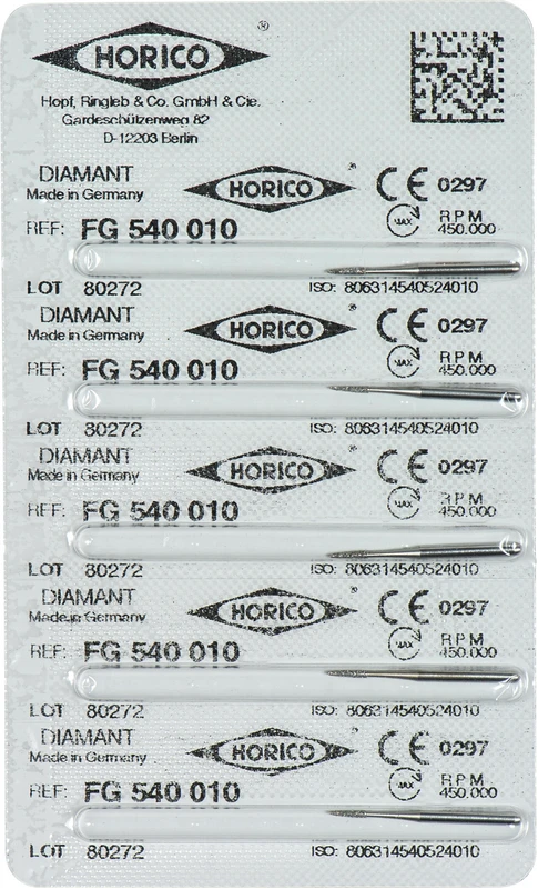 Diamantschleifer 540  Packung  5 Stück FG, Figur 540, 4 mm, ISO 010