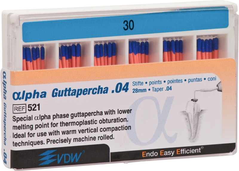 lpha Guttapercha  Packung  60 Stück 28 mm, Taper.04 ISO 030