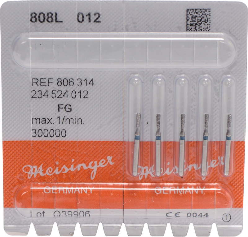 Diamanten 808  Packung  5 Stück blau mittel, FG, Figur 234 Birne lang, 4 mm, ISO 012