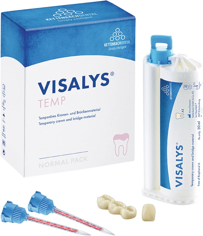 Visalys® Temp  Normal pack  50 ml Kartusche A3, 15 Mischkanülen blau-orange