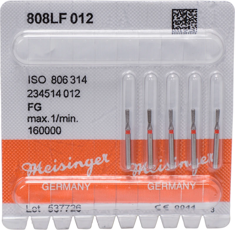 Diamanten 808  Packung  5 Stück rot fein, FG, Figur 234 Birne lang, 4 mm, ISO 012