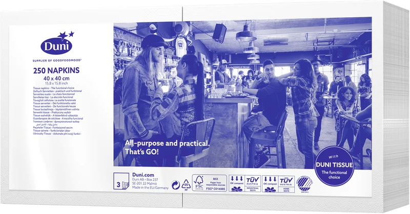 Zelltuchservietten  Karton  4 x 250 Stück weiß, 40 x 40 cm, 3-lagig