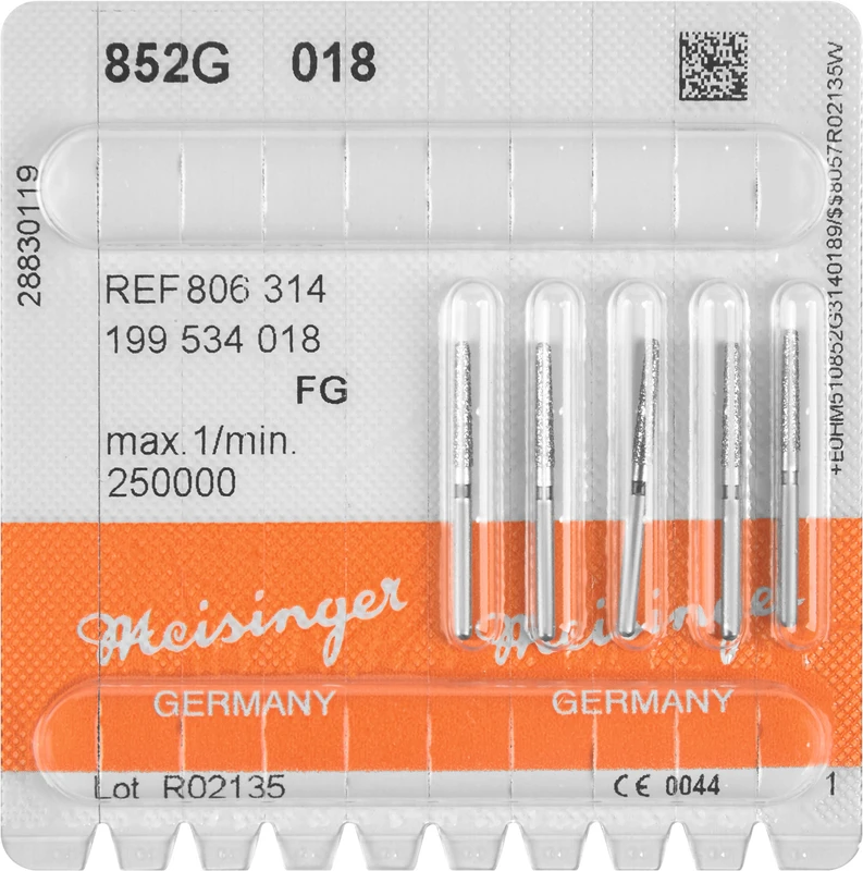 Diamanten 852  Packung  5 Stück grün grob, FG, Figur 199 Konus rund, 10 mm, ISO 018