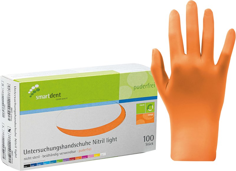 smart Nitrilhandschuhe light  Packung  100 Stück puderfrei, orange, XS