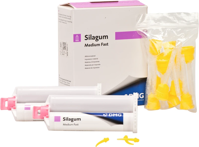Silagum Medium  Packung  2 x 50 ml Doppelkartusche Fast, 12 Automix-Tips, 12 Intraoral-Tips