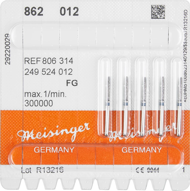 Diamanten 862  Packung  5 Stück blau mittel, FG, Figur 249 Flamme, 8 mm, ISO 012