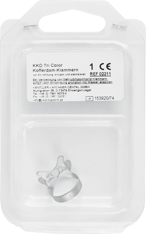 KKD® Kofferdam Klammern triColor Antireflect  Stück  platin matt, Nr. 1, für OK Prämolaren