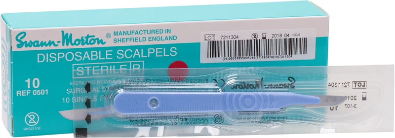 Swann-Morton® Skalpellklingen   Packung  10 Stück Nr. 10 + Grip