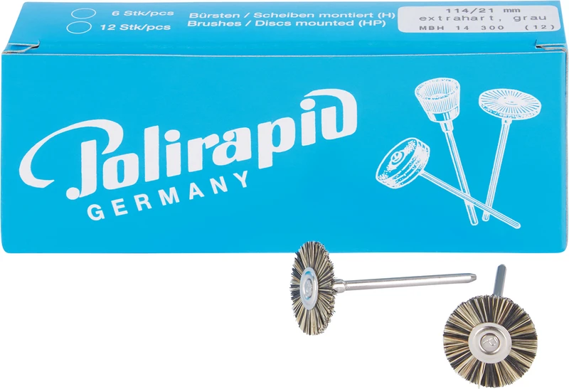 Miniaturbürsten  Packung  12 Stück HP, Borste extrahart, Ø 21 mm