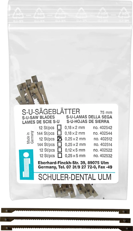 Sägeblätter  Packung  12 Stück 0,25 x 2 x 75 mm