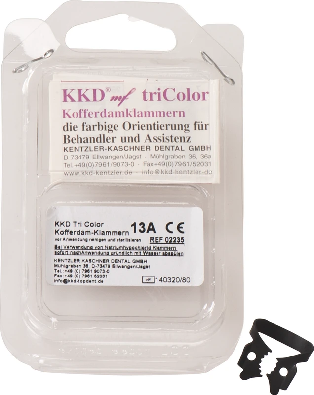 KKD® Kofferdam Klammern triColor Antireflect  Stück  schwarz matt, Nr. 13A, für Molaren