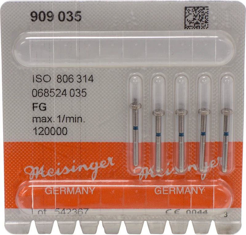 Diamanten 909  Packung  5 Stück blau mittel, FG, Figur 068 Rad, 1,3 mm, ISO 035