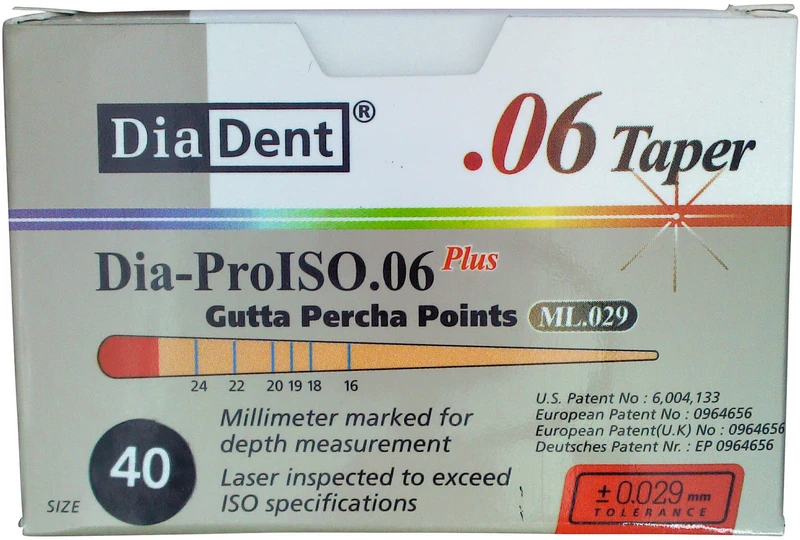 DiaDent® Dia-Pro Guttaperchaspitzen  Packung  60 Stück Taper.06, ISO 040