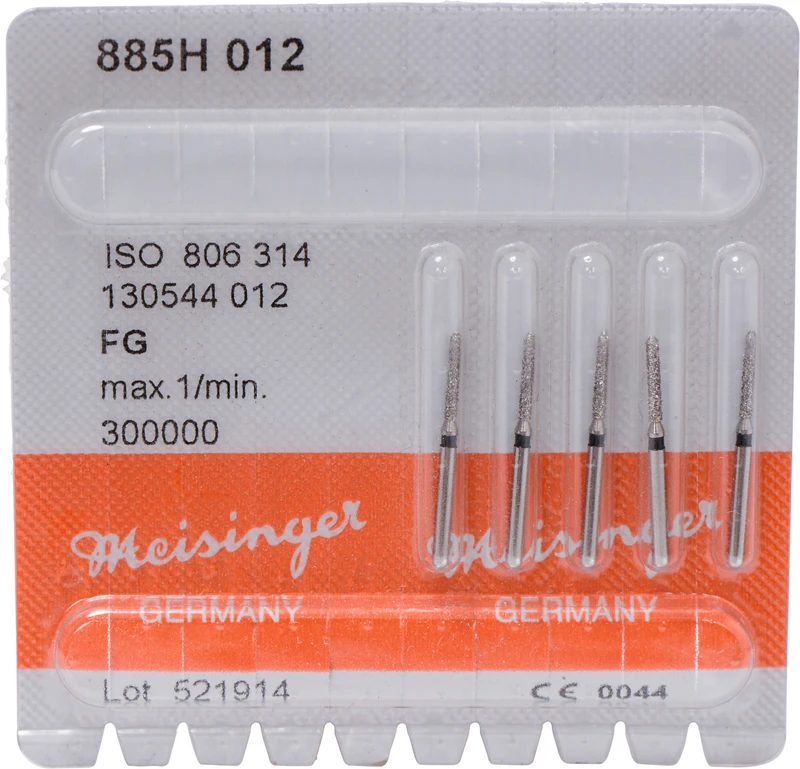 Diamanten 885  Packung  5 Stück schwarz super grob, FG, Figur 130 Zylinder spitz, 8 mm, ISO 012