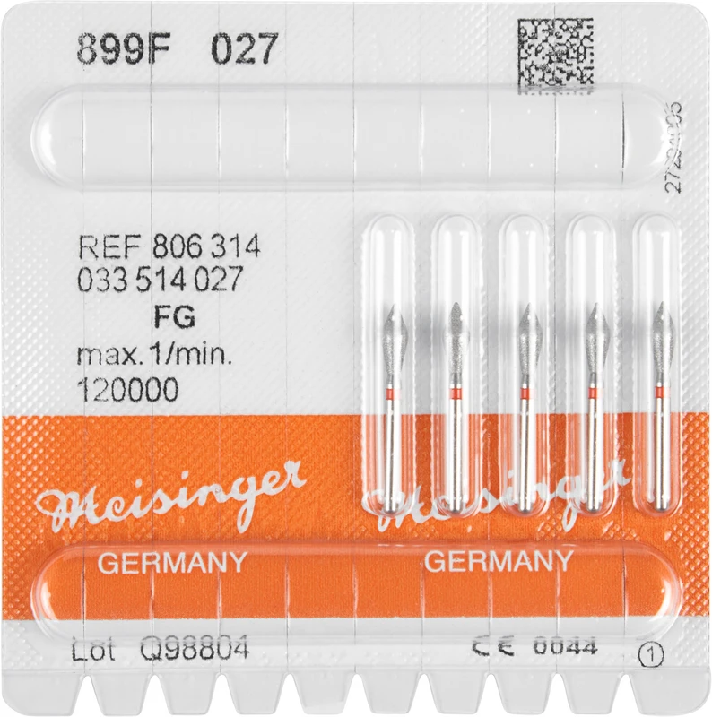 Diamanten 899  Packung  5 Stück rot fein, FG, Figur 033 Palatinal, 7 mm, ISO 027