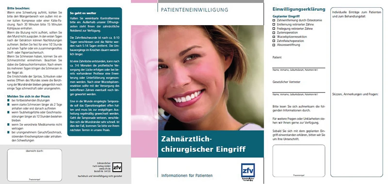 Patienteneinwilligung ''Zahnärztlich- chirurgischer Eingriff''  Packung  20 Stück