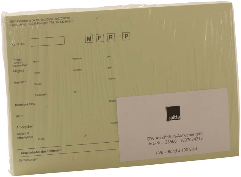 Adressaufkleber DIN A5  Packung  100 Stück grün, EDV Karteikarte
