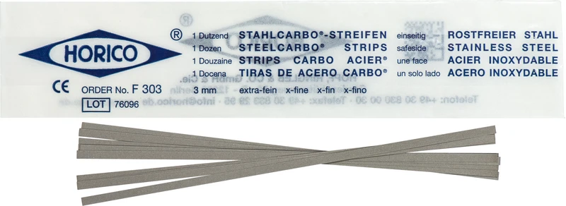 Stahlcarbo® Streifen  Packung  12 Stück gelb, einseitig, 3 mm breit, Stärke 0,07 mm