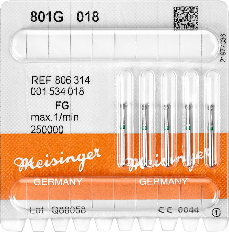 Diamanten 801  Packung  5 Stück grün grob, FG, Figur 001 Rund, ISO 018